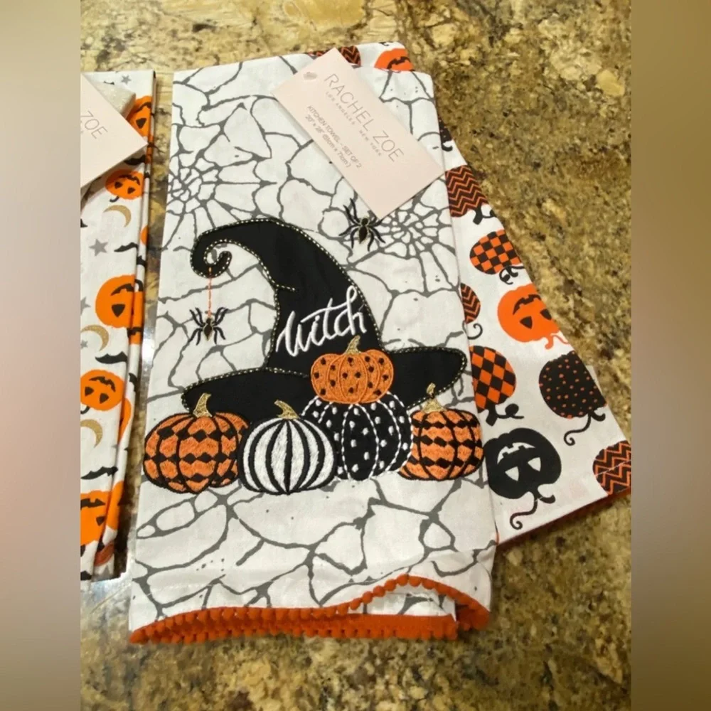 Rachel Zoe Witch and Hocus Pocus Kitchen Towel Bundle Brand New